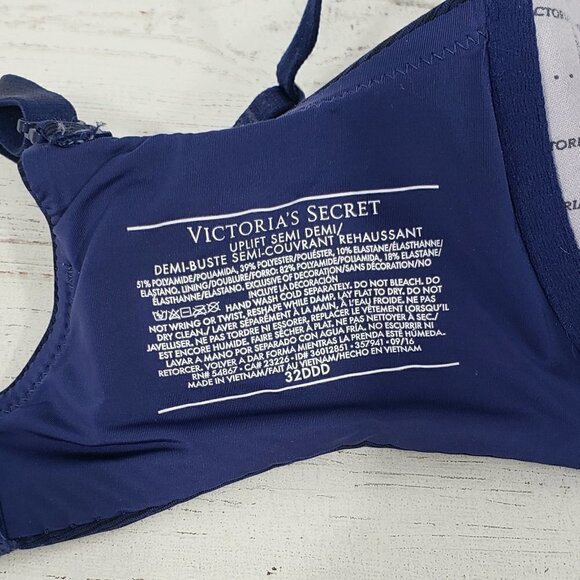 Victorias Secret  Uplift Semi Demi  Padded Bra Heathered Blue  Size 32DDD - Picture 2 of 3